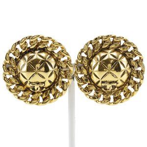 CHANEL COCO Mark Earring Matelasse vintage Plated Gold